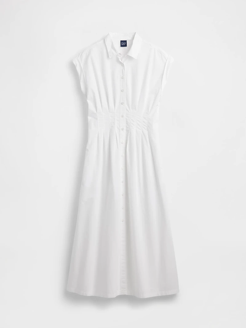 Poplin Cinched Midi Shirtdress