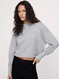Merino-Cotton Two-Tone Cropped Sweater