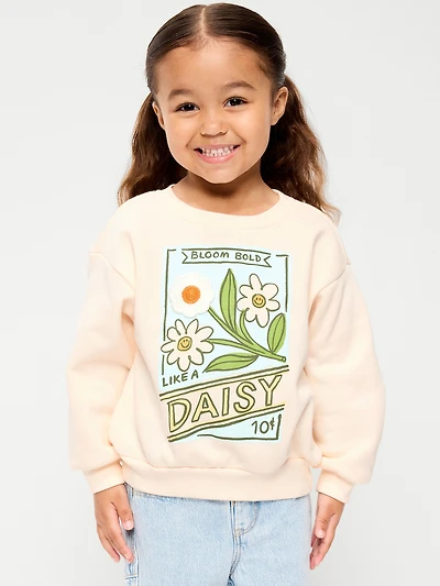 Crew-Neck Graphic Sweatshirt for Toddler Girls