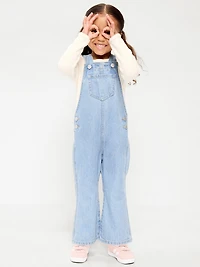 Ruffle-Trim Flared Jean Overalls for Toddler Girls