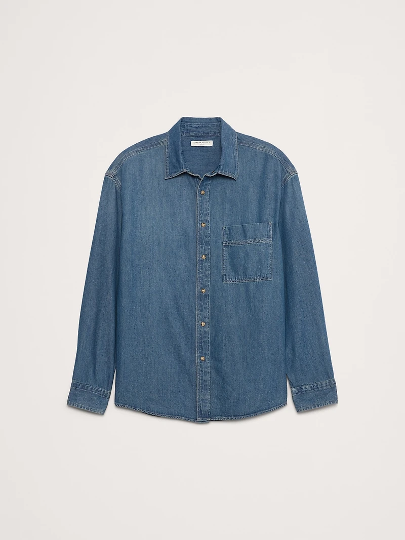 Relaxed-Fit Washed Denim Shirt