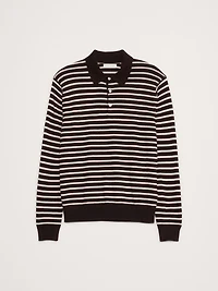 Merino Stripe Long-Sleeve Sweater Polo