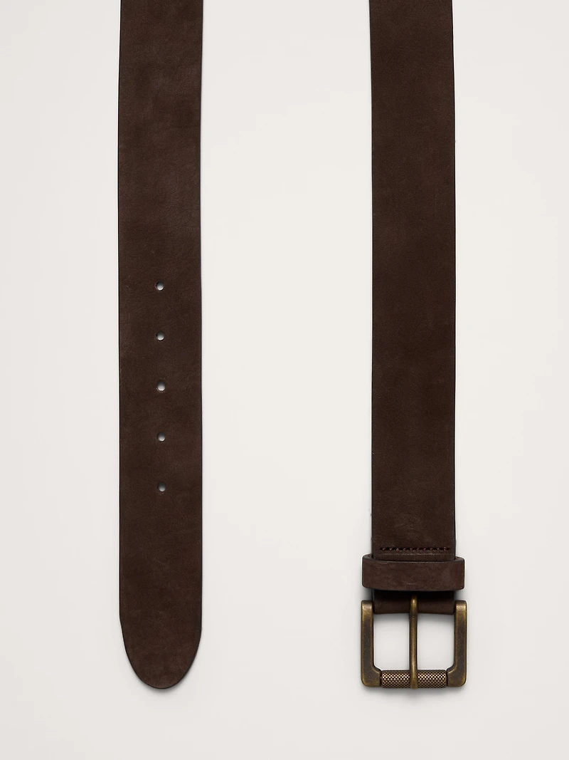 Burnished Nubuck Leather Belt