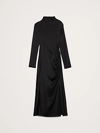 Stretch-Satin Ruched Maxi Dress