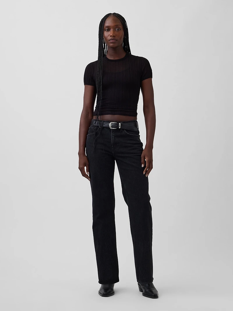 Mid Rise Relaxed Straight Jeans