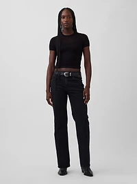 Mid Rise Relaxed Straight Jeans