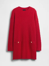 CashSoft Cable-Knit Mini Sweater Dress