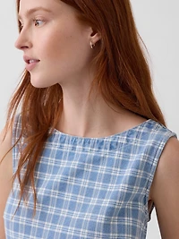 Plaid Denim Mini Shift Dress