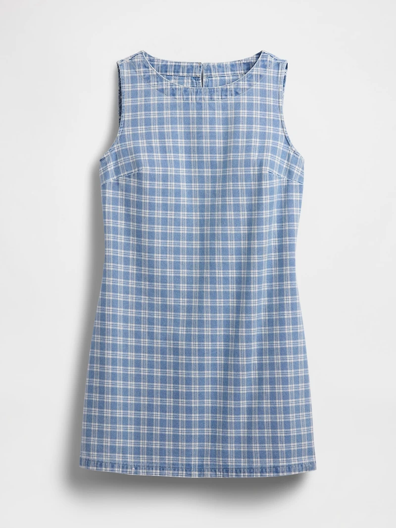 Plaid Denim Mini Shift Dress