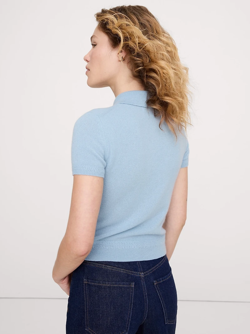 Lightweight Cashmere Short-Sleeve Sweater Polo