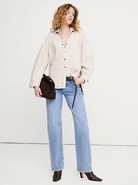 Oversized Denim Utility Pocket Shirt