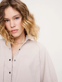 Oversized Denim Utility Pocket Shirt