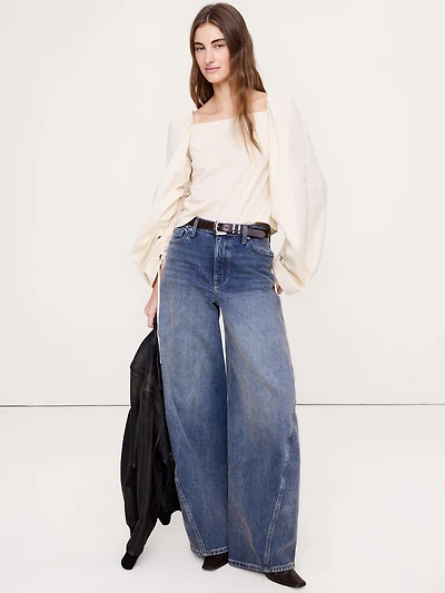 Stretch-Cotton Square-Neck Top