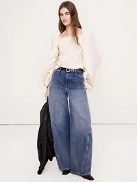 Stretch-Cotton Square-Neck Top