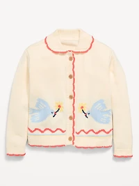 Long-Sleeve Scalloped Trim Cardigan Sweater for Toddler Girls