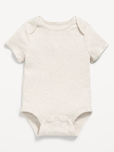 Unisex Short-Sleeve Ribbed Bodysuit for Baby