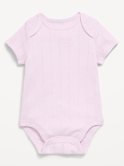 Short-Sleeve Pointelle-Knit Bodysuit for Baby