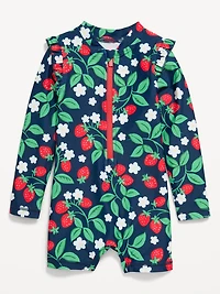 Printed Zip-Front Rashguard Romper Swimsuit for Toddler & Baby