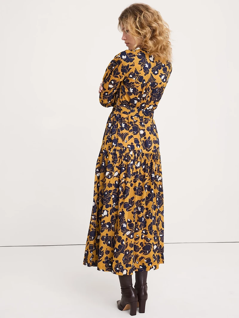 Cotton Tiered Maxi Shirt Dress