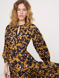 Cotton Tiered Maxi Shirt Dress