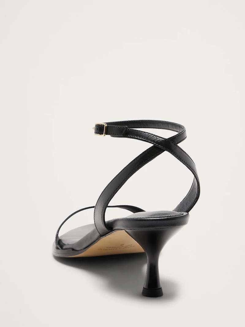Italian Leather Kitten-Heel Sandal
