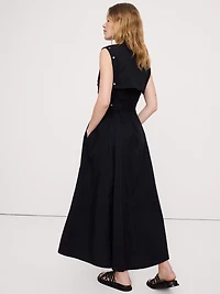 Stretch-Cotton Utility Maxi Dress