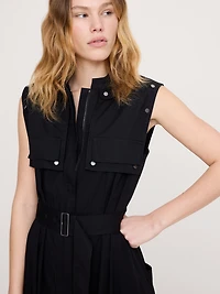 Stretch-Cotton Utility Maxi Dress