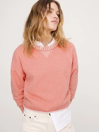 Merino-Cotton Two-Tone Cropped Sweater