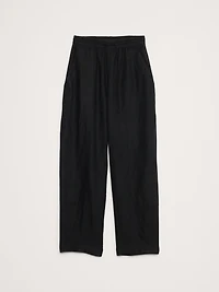 Barrel-Leg Linen Pull-On Pant