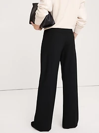 High-Rise Wide-Leg Drapey Ponte Pull-On Pant