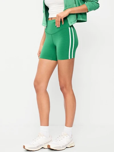 High-Waisted PowerChill Side-Stripe Biker Shorts - 5-inch inseam