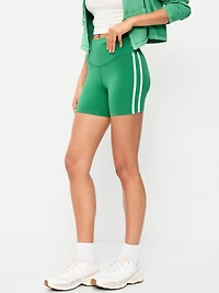 High-Waisted PowerChill Side-Stripe Biker Shorts - 5-inch inseam