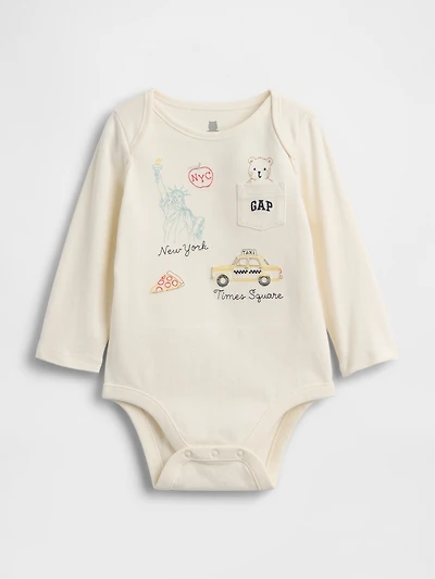 Baby First Favorites Organic Cotton NYC Logo Pocket Bodysuit