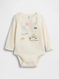 Baby First Favorites Organic Cotton NYC Logo Pocket Bodysuit