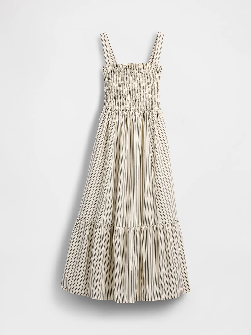 Poplin Smocked Bodice Maxi Dress