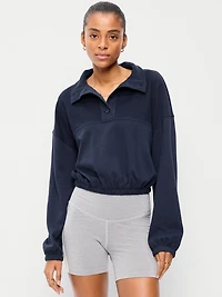 Button-Up Funnel-Neck Sweatshirt