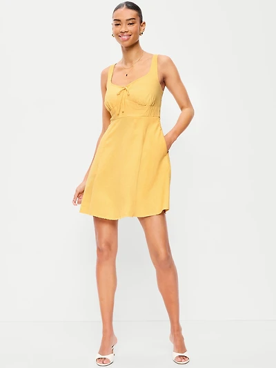 Fit & Flare Linen Mini Dress