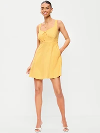 Fit & Flare Linen Mini Dress