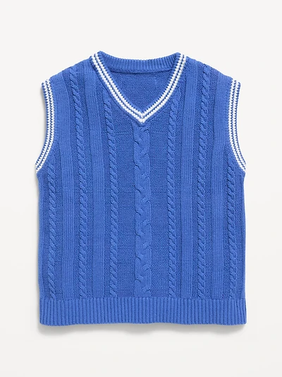 Oversized Cable-Knit Sweater Vest for Toddler Boys