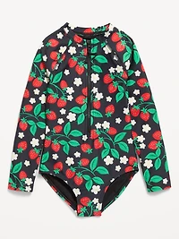 Long-Sleeve Rashguard Swim One-Piece for Girls