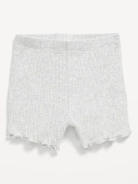 Ribbed Lettuce-Edge Biker Shorts for Baby