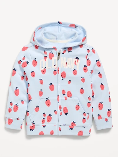 Printed Logo-Graphic Zip Hoodie for Toddler Girls