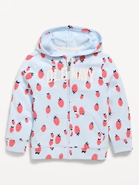 Printed Logo-Graphic Zip Hoodie for Toddler Girls