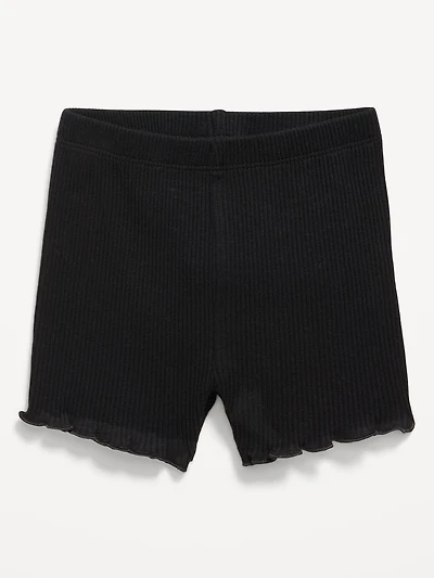 Ribbed Lettuce-Edge Biker Shorts for Baby