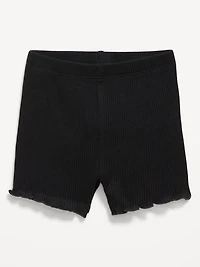 Ribbed Lettuce-Edge Biker Shorts for Baby