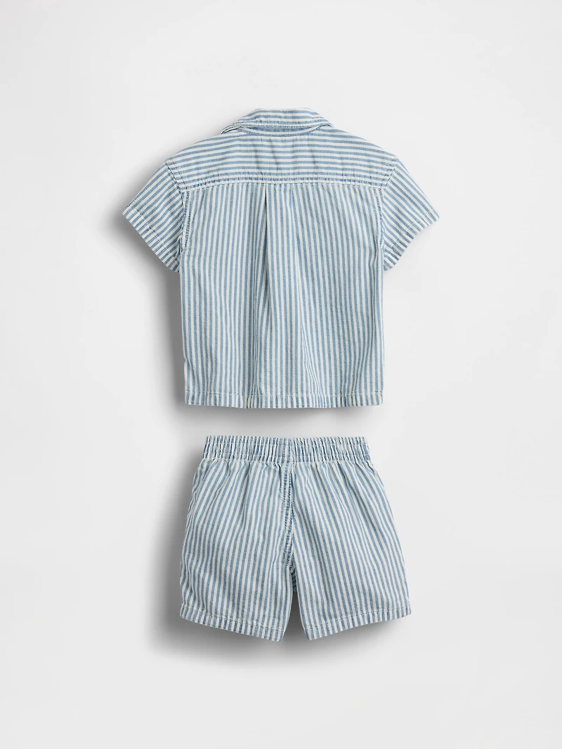 Baby Denim Stripe Outfit Set