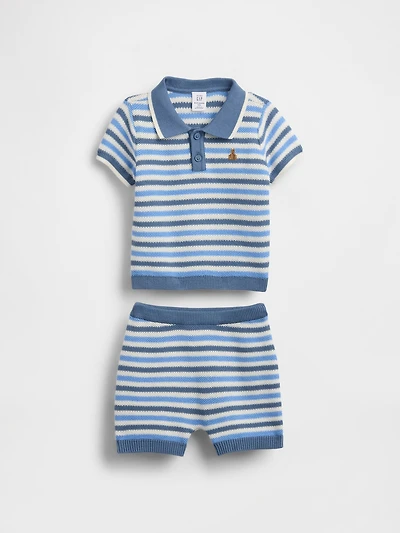 Baby Sweater Polo Shirt Outfit Set