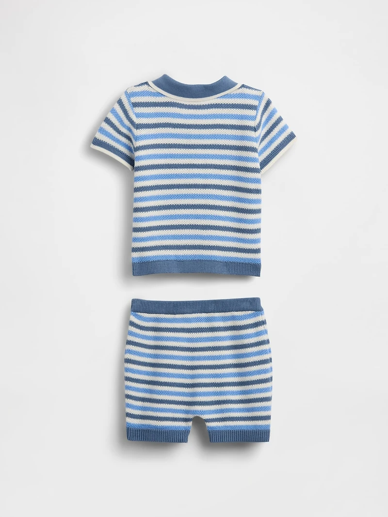 Baby Sweater Polo Shirt Outfit Set