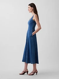 Denim Scoop Neck Maxi Dress