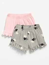 Ruffle-Hem Ribbed Shorts 2-Pack for Toddler Girls